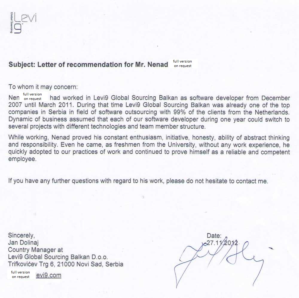 Recommendation Letter From L9