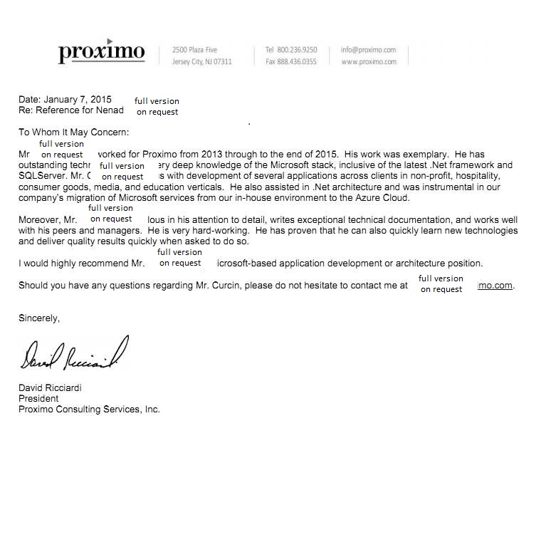 Recommendation Letter From Proximo